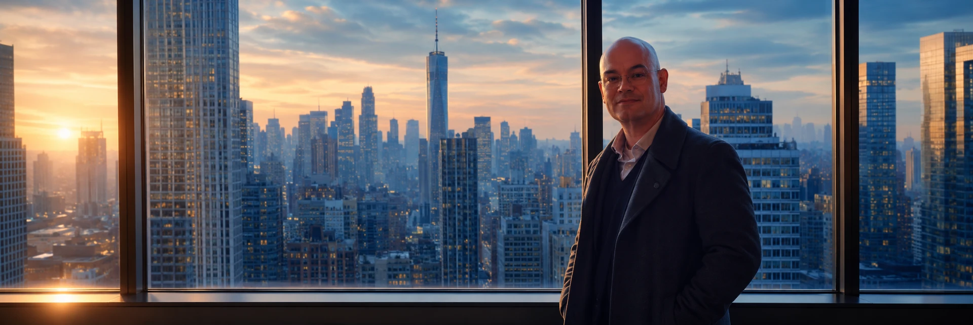 Eddy de Heij overlooking New York from the room